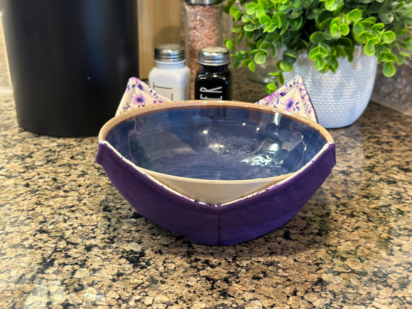 Purple Floral + Purple Solid Microwave Bowl Cozy
