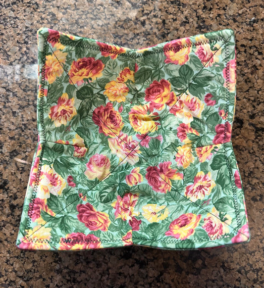 Pink + Yellow Roses Microwave Bowl Cozy