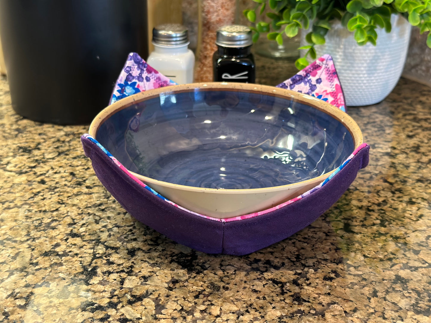 Purples Floral + Solid Microwave Bowl Cozy