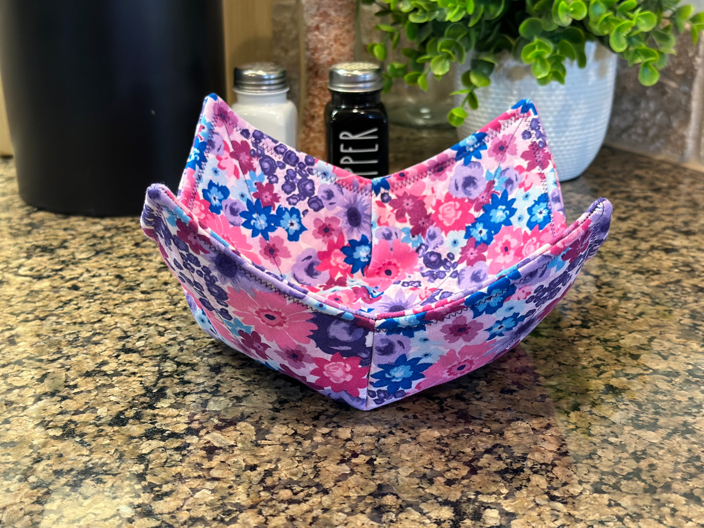 Purple Floral Microwave Bowl Cozy