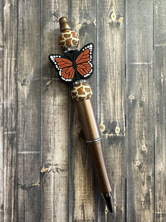 Orange Monarch Butterfly (Coffee Sparkle) Pen