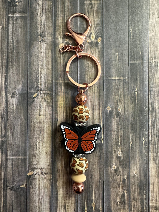Orange Monarch Butterfly Keychain