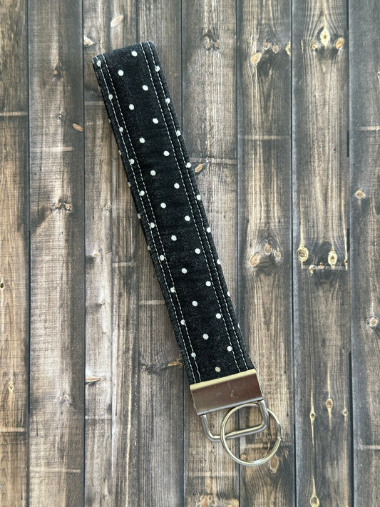 Black + White Polka Dot Wristlet