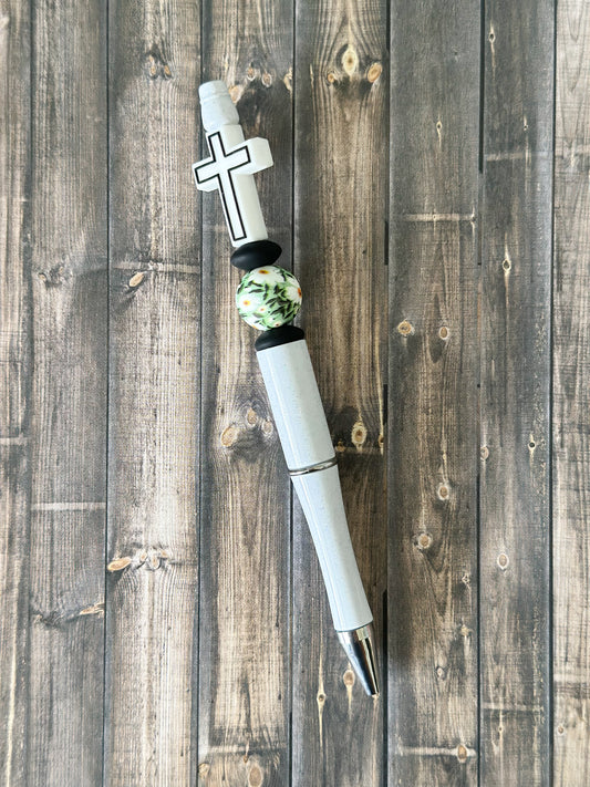 White With Black Outline Cross Pen